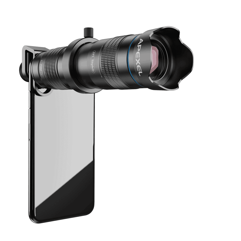 Monoculaire pour téléphone portable à zoom 36x avec double objectif zoom  réglable avec clip universel (noir